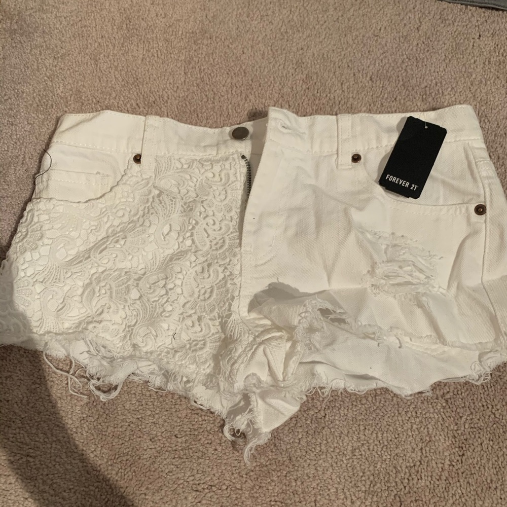 Forever 21 white half lace shorts